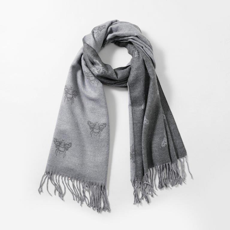 Ladies Reversible Cashmere Bland Scarf - Bee